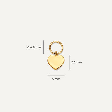 14 Karat Gold Heart Hoop Charm - 4
