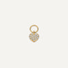 14 Karat Gold Pavé Cubic Zirconia Heart Hoop Charm - 1