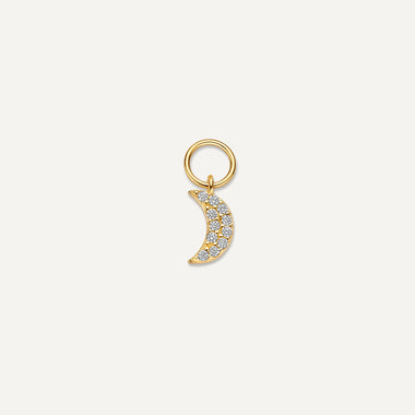 585er Gold Pavé Zirkonia Mond Ohrring-Einhänger - 1