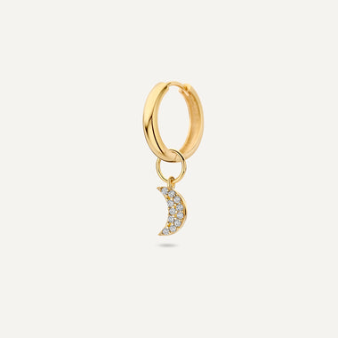585er Gold Pavé Zirkonia Mond Ohrring-Einhänger - 4