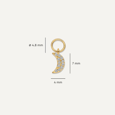 585er Gold Pavé Zirkonia Mond Ohrring-Einhänger - 5