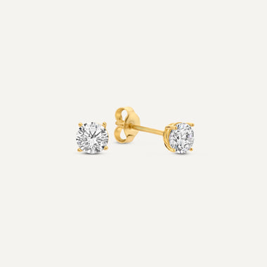 14 Karat Gold Double Paperclip Zirconia Earrings Set - 6