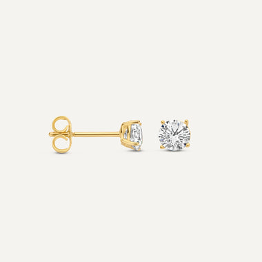 Or 14 Carats Clous d'Oreilles Four Prong Zircon - 5