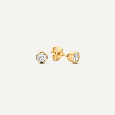585er Gold Round Cut Zirkonia Ohrstecker - 1