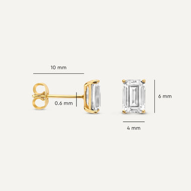 585er Gold Emerald Cut Zirkonia Ohrstecker - 6