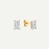14 Karaat Goud Emerald Cut Zirkonia Oorknopjes - 1