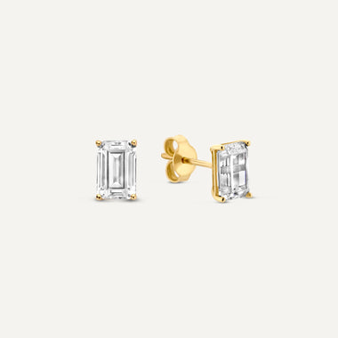 585er Gold Emerald Cut Zirkonia Ohrstecker - 1