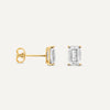 14 Karaat Goud Emerald Cut Zirkonia Oorknopjes - 5