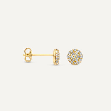 14 Karat Gold Pavé Cubic Zirconia Round Studs - 5