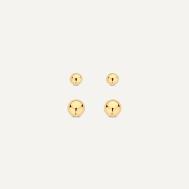 14 Karaat Goud Bolletjes Oorbellen Set - 1