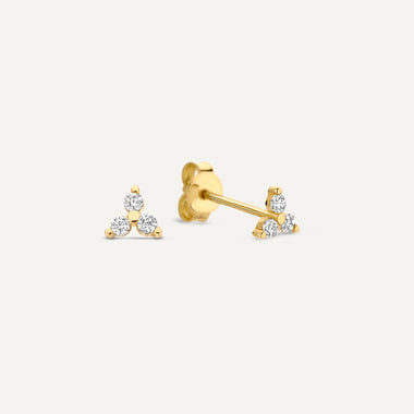 14 Karat Gold Lotus Cubic Zirconia Studs - 1