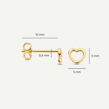 585er Gold Offenes Herz Ohrstecker - 6