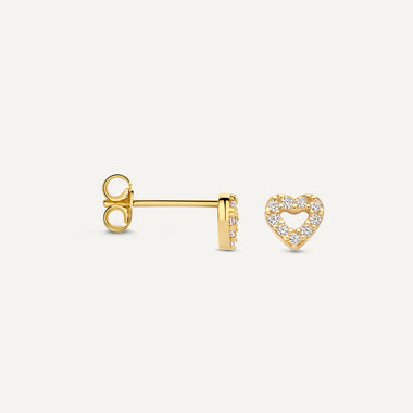 14 Karat Gold Pavé Cubic Zirconia Open Heart Studs - 4