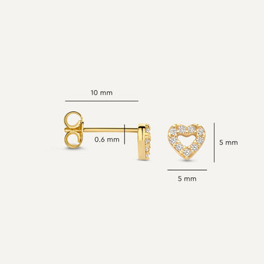 585er Gold Pavé Zirkonia Offene Herzen Set - 20