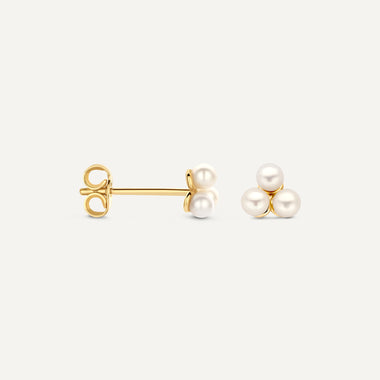 14 Karat Gold Lotus Pearl Studs - 4