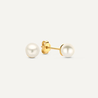 14 Karat Gold Pearl Studs - 1