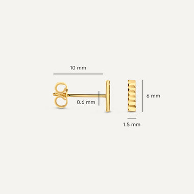 14 Karat Gold Diamond Cut Bar Studs - 6