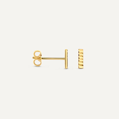 14 Karat Gold Diamond Cut Bar Studs - 4