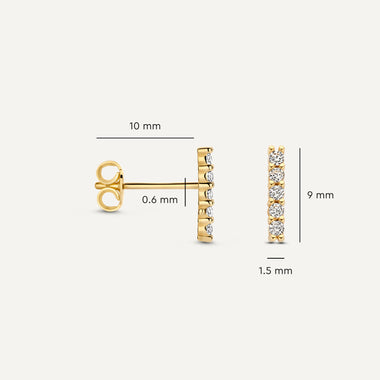 585er Gold Pavé Zirkonia Stab Ohrstecker - 7