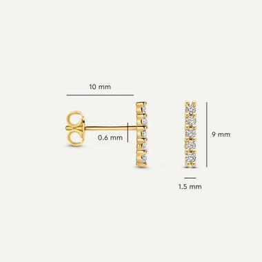 14 Karaat Goud Pavé Zirkonia Bar Set - 10