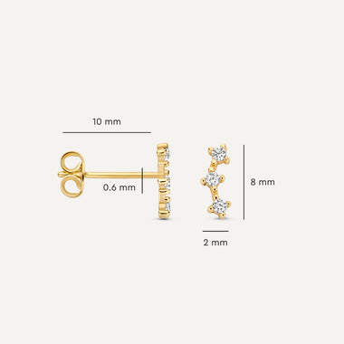 Or 14 Carats Clous d'Oreilles Cluster Zircon - 6