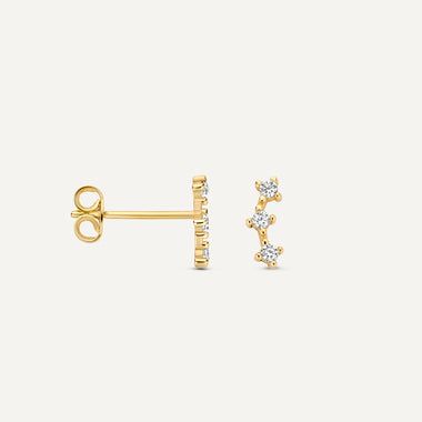 14 Karat Gold Cubic Zirconia Cluster Studs - 4