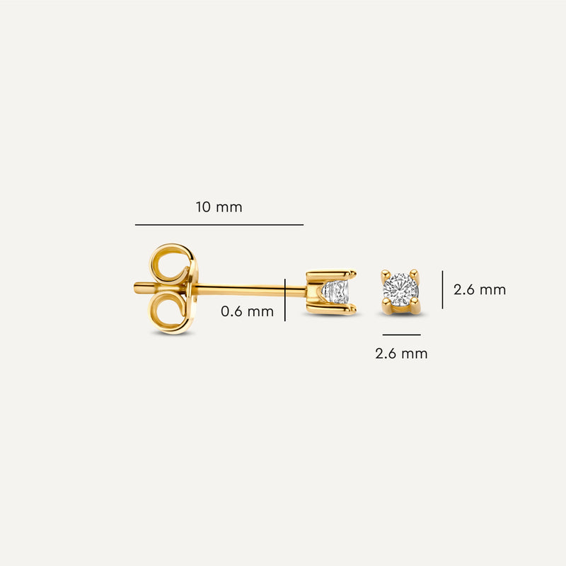 Mini Four Prong Round Cut Zirkonia Oorknopjes
