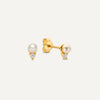Or 14 Carats Cubic Zirconia Pearl Studs - 1