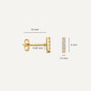 Or 14 Carats Clous d'Oreilles Bar Zircon Pavé (6 mm) - 4