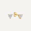 Or 14 Carats Cubic Zirconia Love Studs - 1