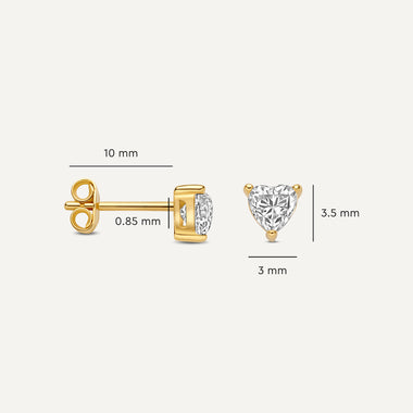 Or 14 Carats Cubic Zirconia Love Studs - 5