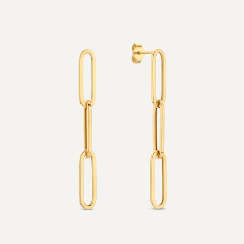 14 Karat Gold Triple Paperclip Drop Earrings