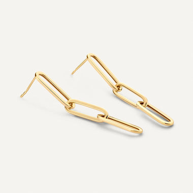 14 Karat Gold Triple Paperclip Drop Earrings - 5