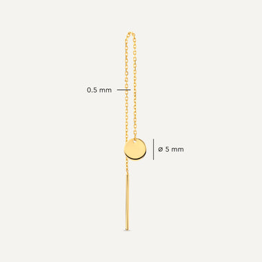 14 Karat Gold Coin Pull Through Drop Earrings - 7
