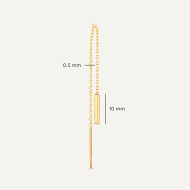 Or 14 Carats Boucles d'Oreilles Pendantes Bar - 6