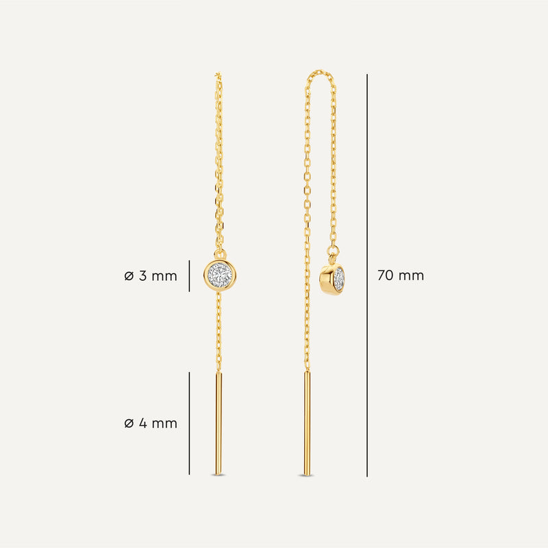 Pendientes Colgantes de Barra con Circonita Pull Through