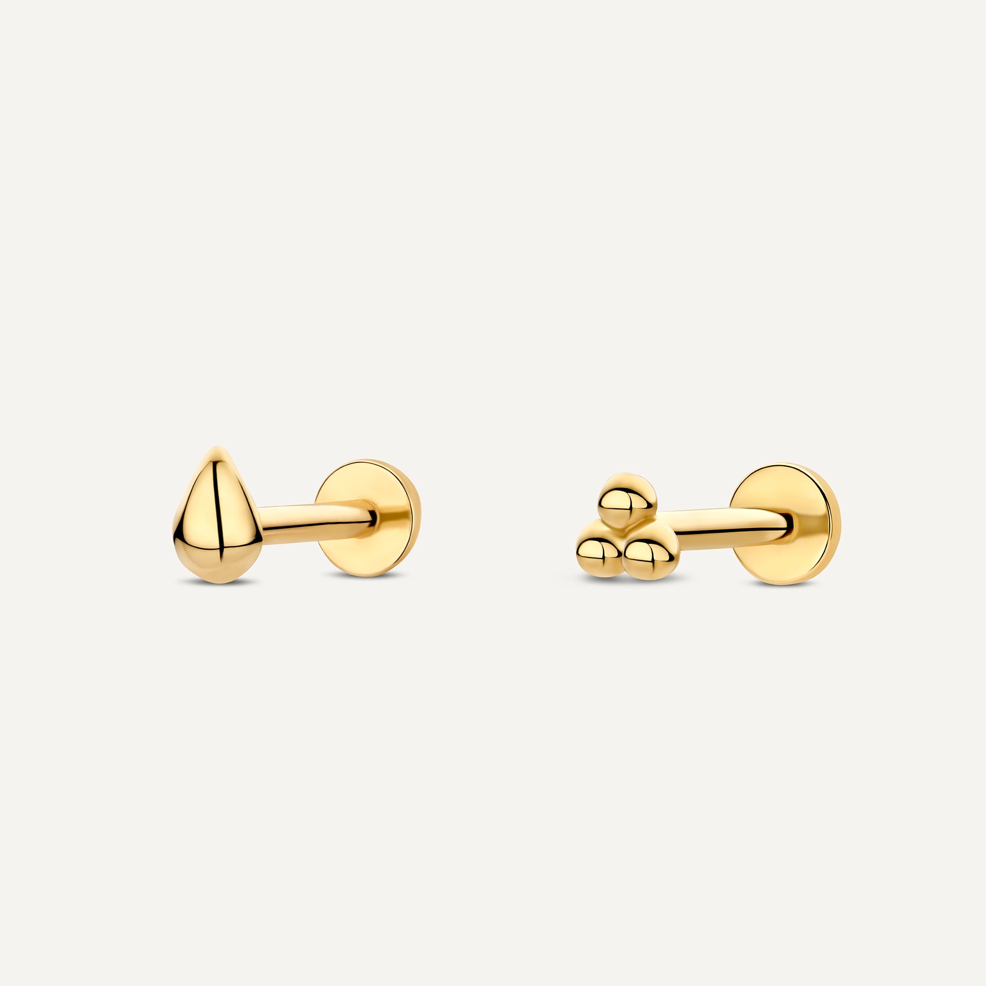 Sphere Duo Piercing Set for Women in Solid 14k Gold