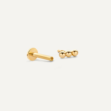 14 Karaat Goud Bolletjes Staaf Piercing - 8