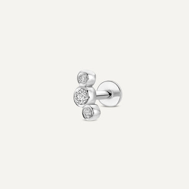 585er Weißgold mit Diamanten Diamant Geschwungener Piercing mit Zargenfassung (0.03 ct) - 1
