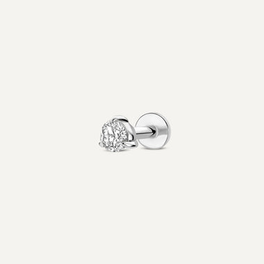 Oro Blanco de 14 Quilates con Diamante Piercing de Diamante de Tres Garras (0.05 ct) - 1