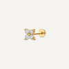14 Karaat Goud met Diamanten Diamant Klaver Piercing (0.07 ct) - 1