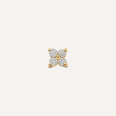 14 Karaat Goud met Diamanten Diamant Klaver Piercing (0.07 ct) - 5
