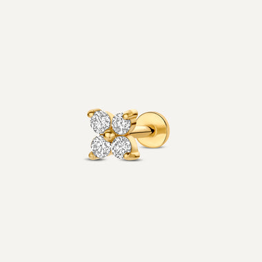 Oro de 14 Quilates con Diamantes Diamond Clover Piercing (0.04 ct) - 1