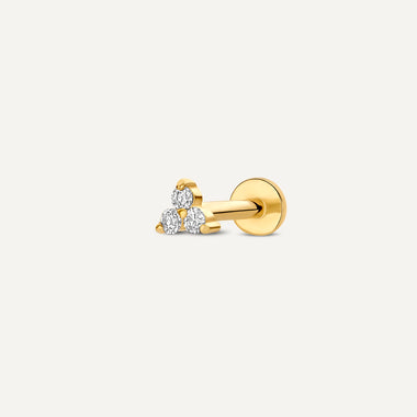 14 Karaat Goud met Diamanten Mini Diamant Lotus Piercing (0.02 ct) - 1