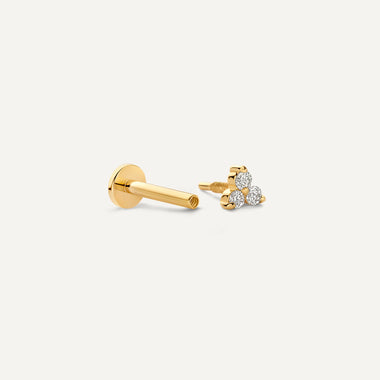 14 Karaat Goud met Diamanten Mini Diamant Lotus Piercing (0.02 ct) - 8