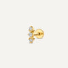 14 Karaat Goud met Diamanten Drievoudige Diamant Staaf Piercing (0.02 ct) - 1