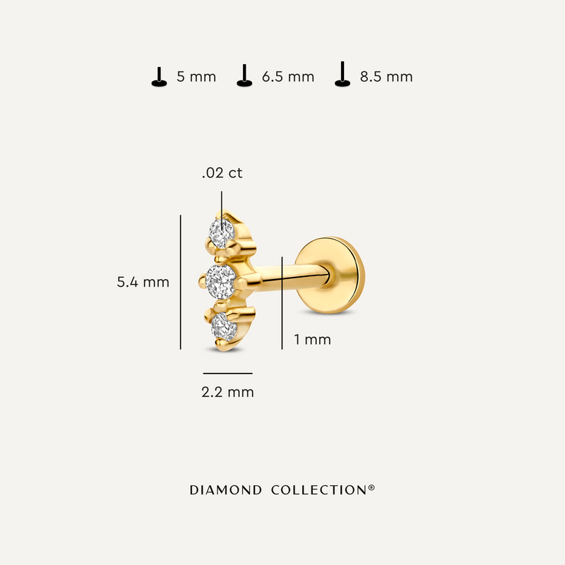 Diamant Lotus Drievoudige Piercing Set (0.04 ct)