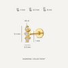 14 Karat Gold with Diamonds Diamant Lotus Drievoudige Piercing Set (0.04 ct) - 7