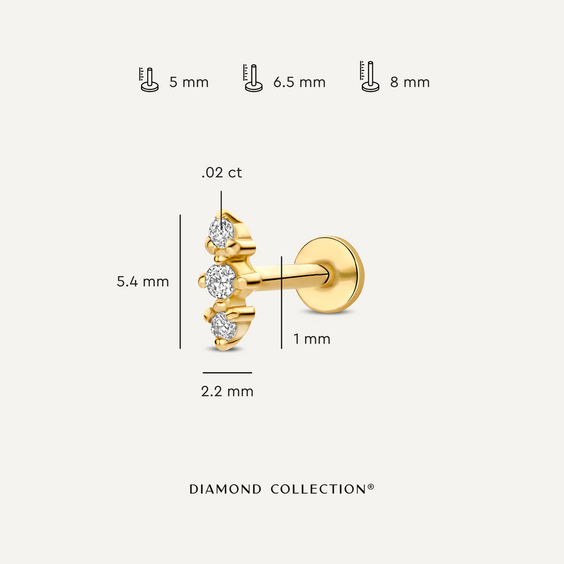 Diamant Lotus Drievoudige Piercing Set (0.04 ct)