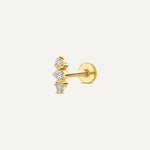 Drievoudige Diamant Staaf Piercing (0.02 ct)